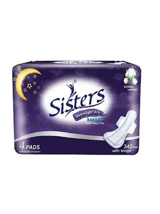 Sisters Sanitary Napkin Perforated Cottony Overnight with Wings (4s